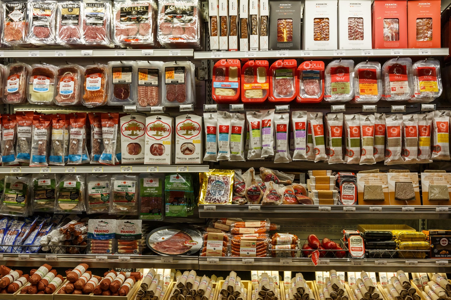 packages of gourmet meats from the Zupan's deli department
