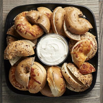 bagel and cream cheese catering tray from Zupans