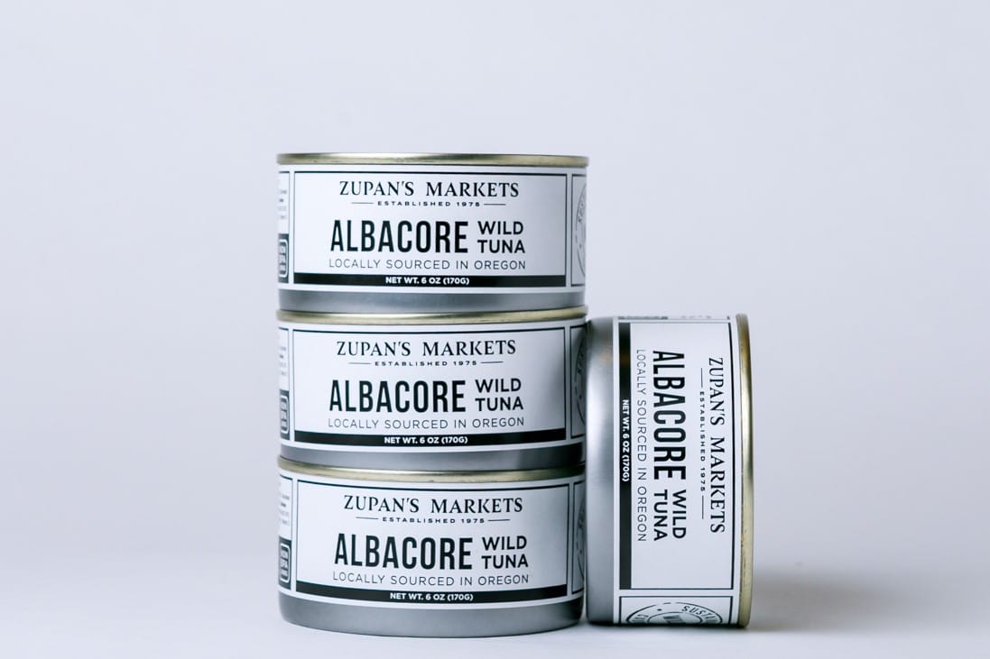 Zupan's Markets Albacore wild tuna cans. Sourced from Oregon