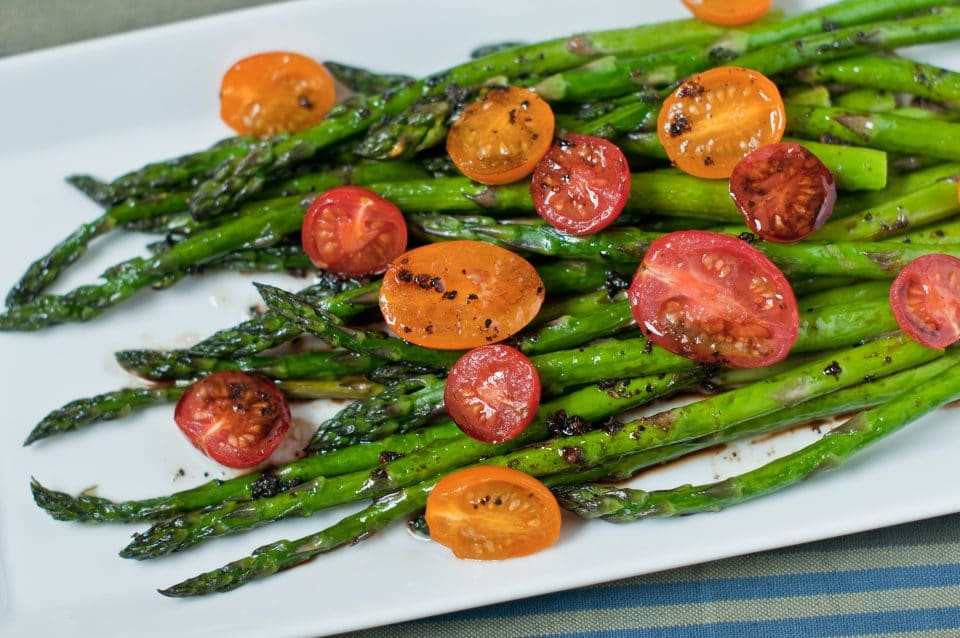 roasted asparagus and tomatoes