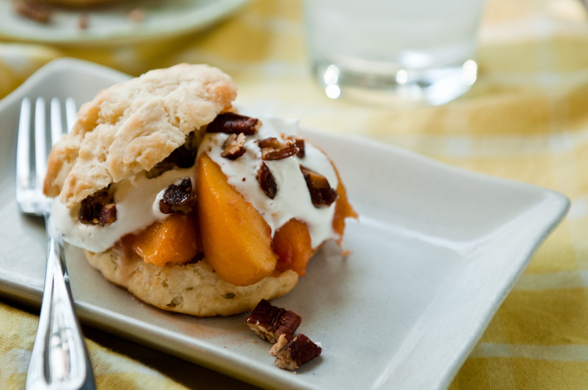 Bourbon-Peach Shortcakes with Glazed Pecans