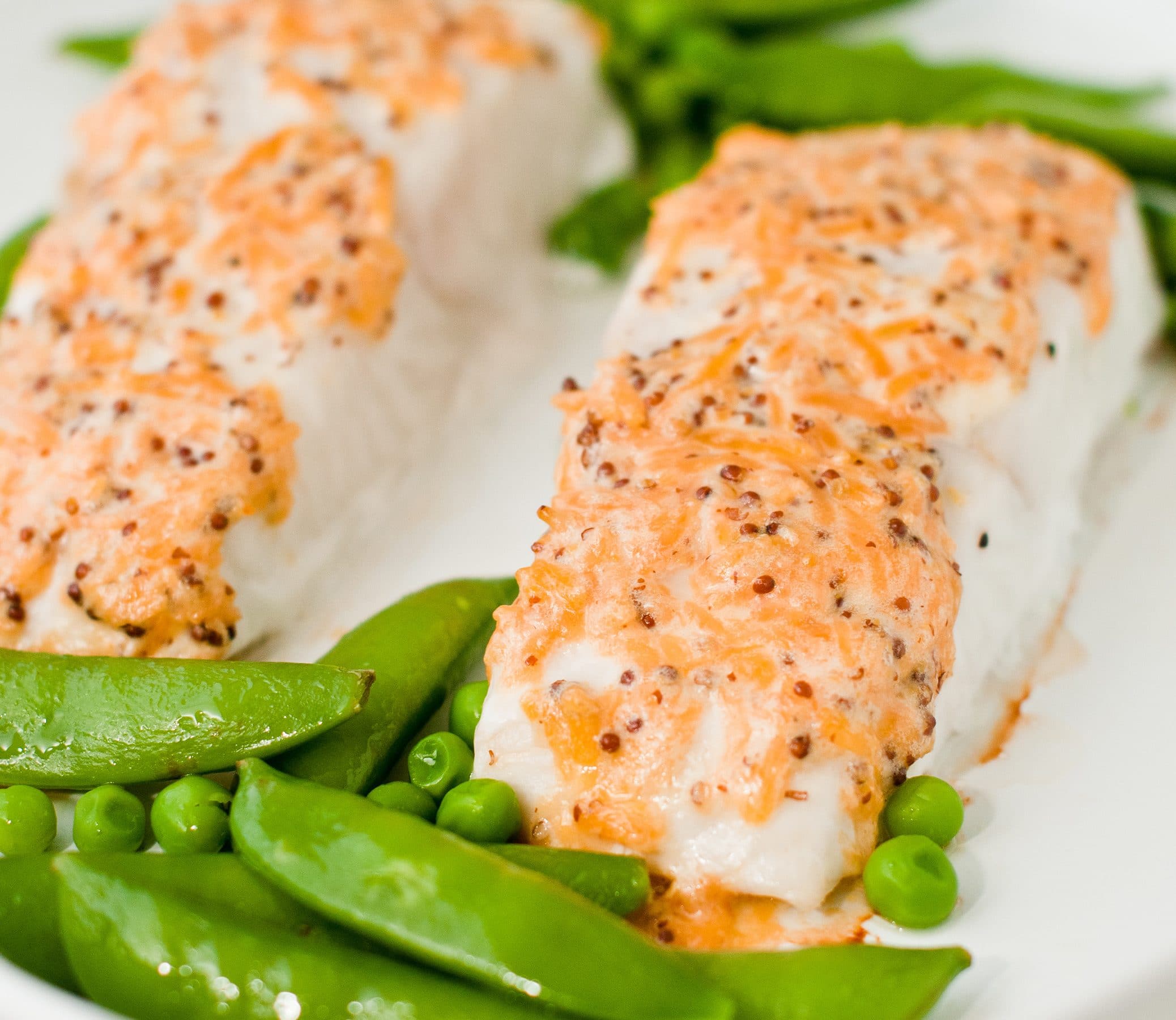 halibut and snow peas