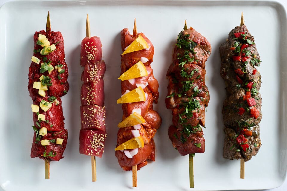 5 kabobs from Zupan's Markets on a plate