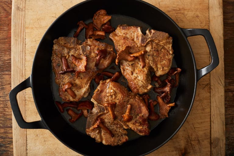 Veal Chops with Wild Mushrooms & Meyer Lemon