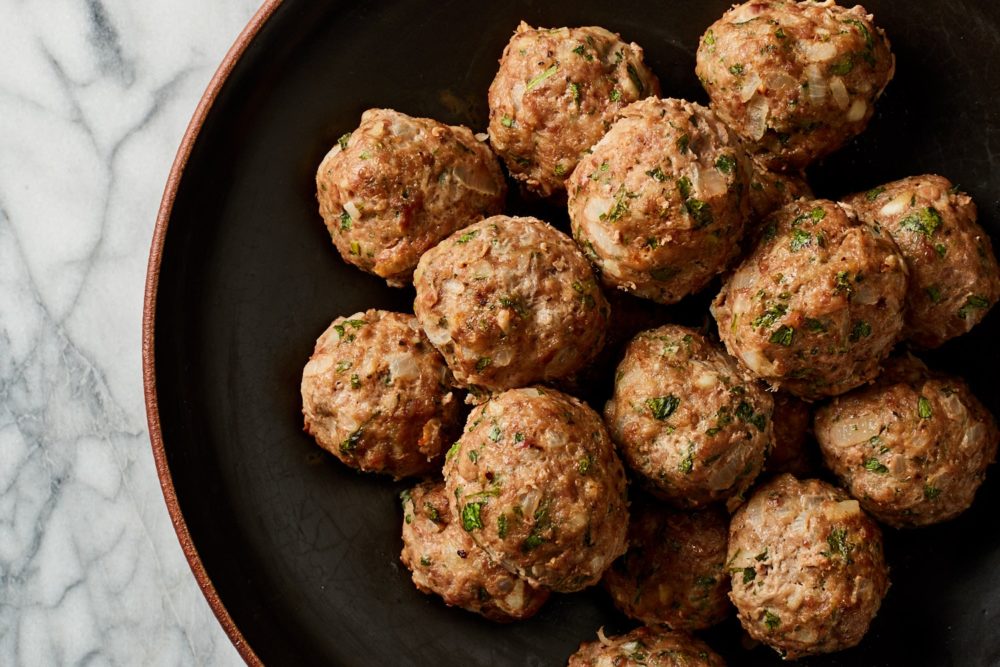 Veal and Lamb meatballs featuring fresh herbs