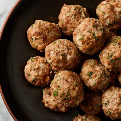 Several veal lamb meatballs