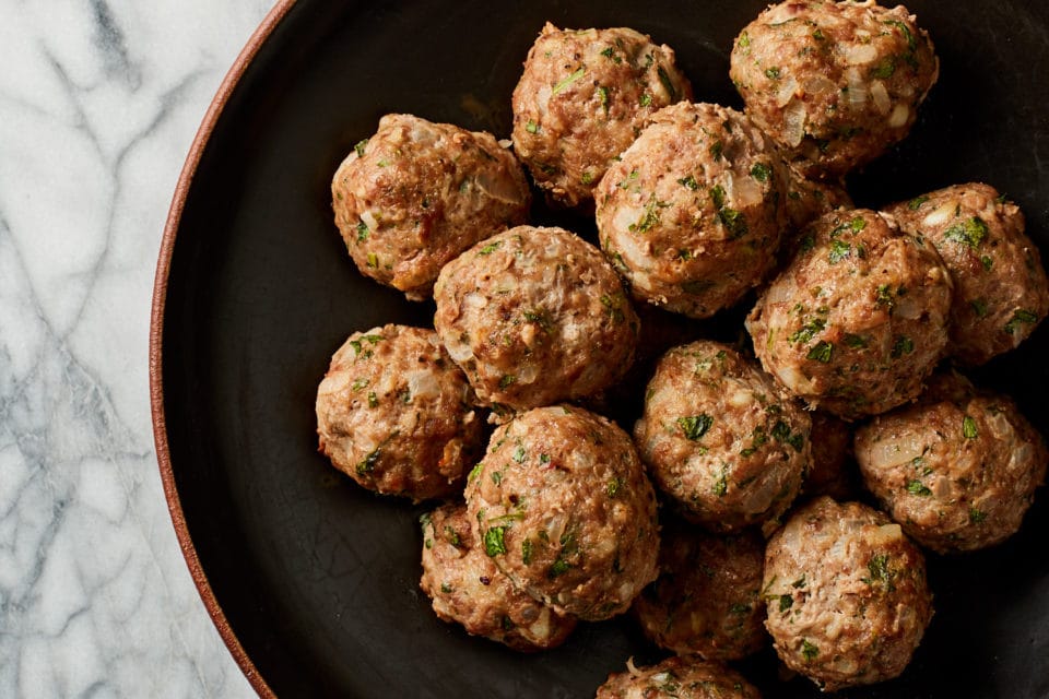 Several veal lamb meatballs