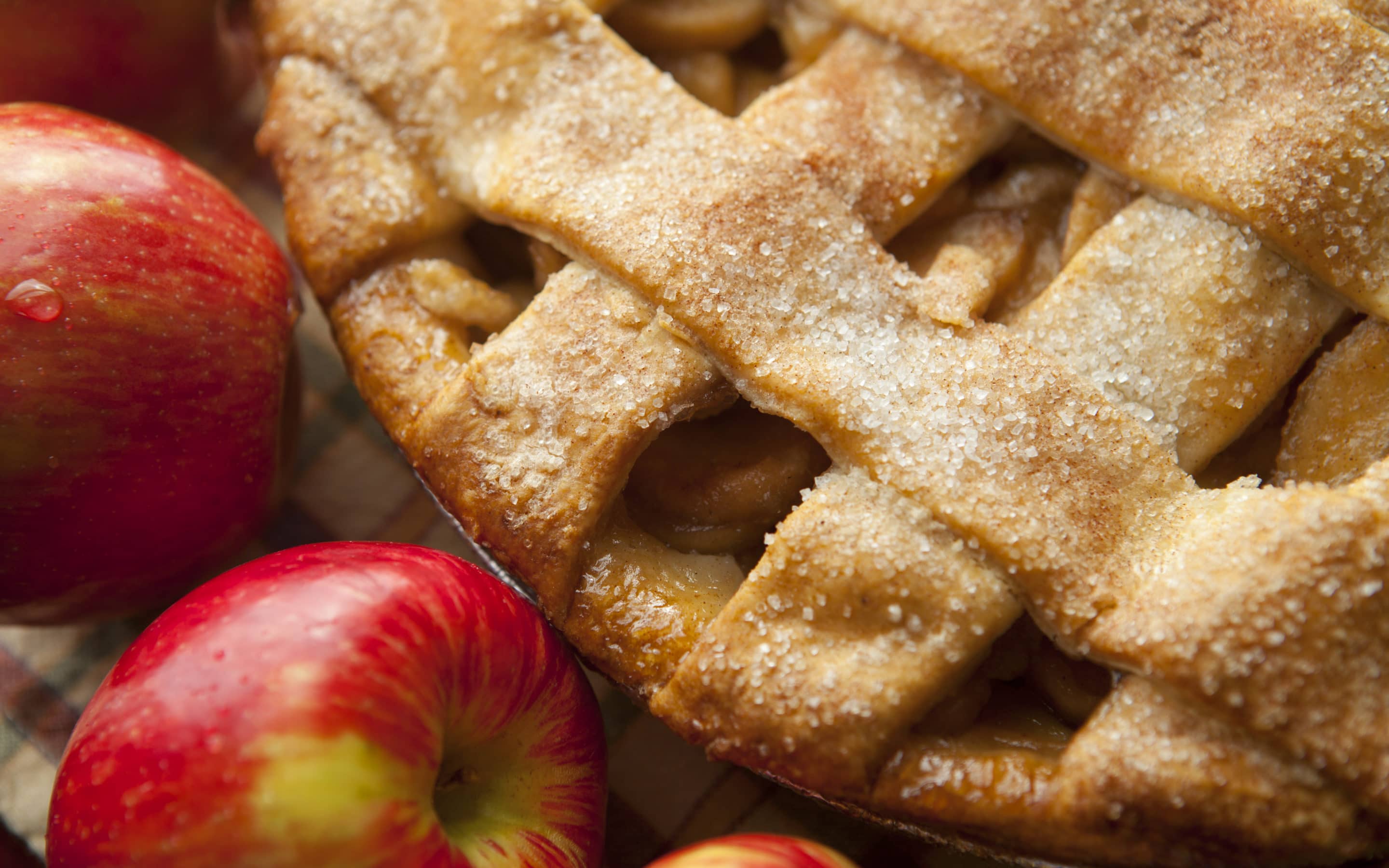 An apple pie with lattice crust