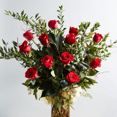 A Dozen Roses - Fancy Vase -$135