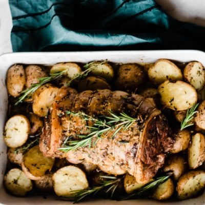 Lamb Roast with Herbed Garlic Butter Potatoes