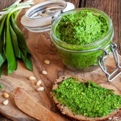 Pesto made out of ramps and leeks