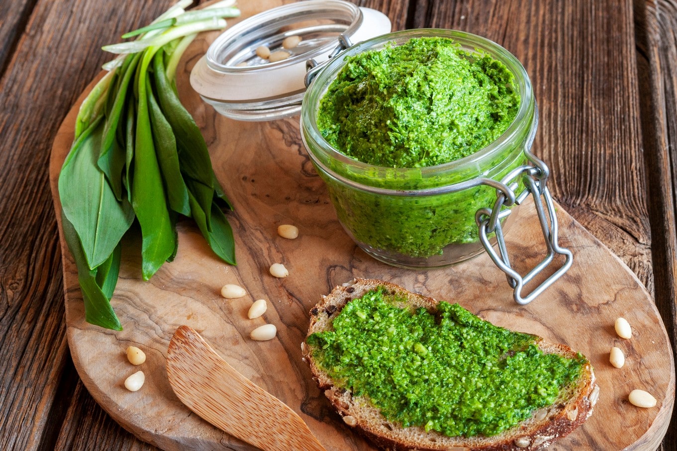 Pesto made out of ramps and leeks