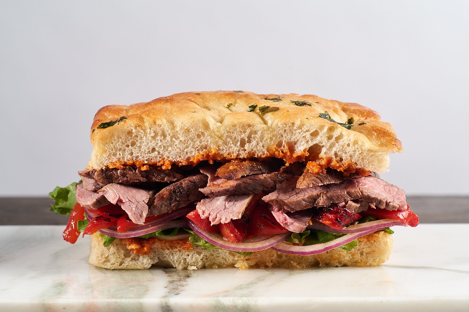 TriTip Steak Sandwich on Grand Central Foccacia bread