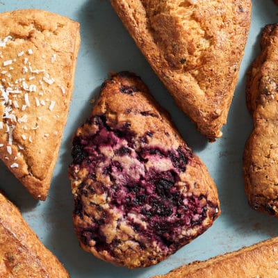 various scones from local Bluebird Bakery