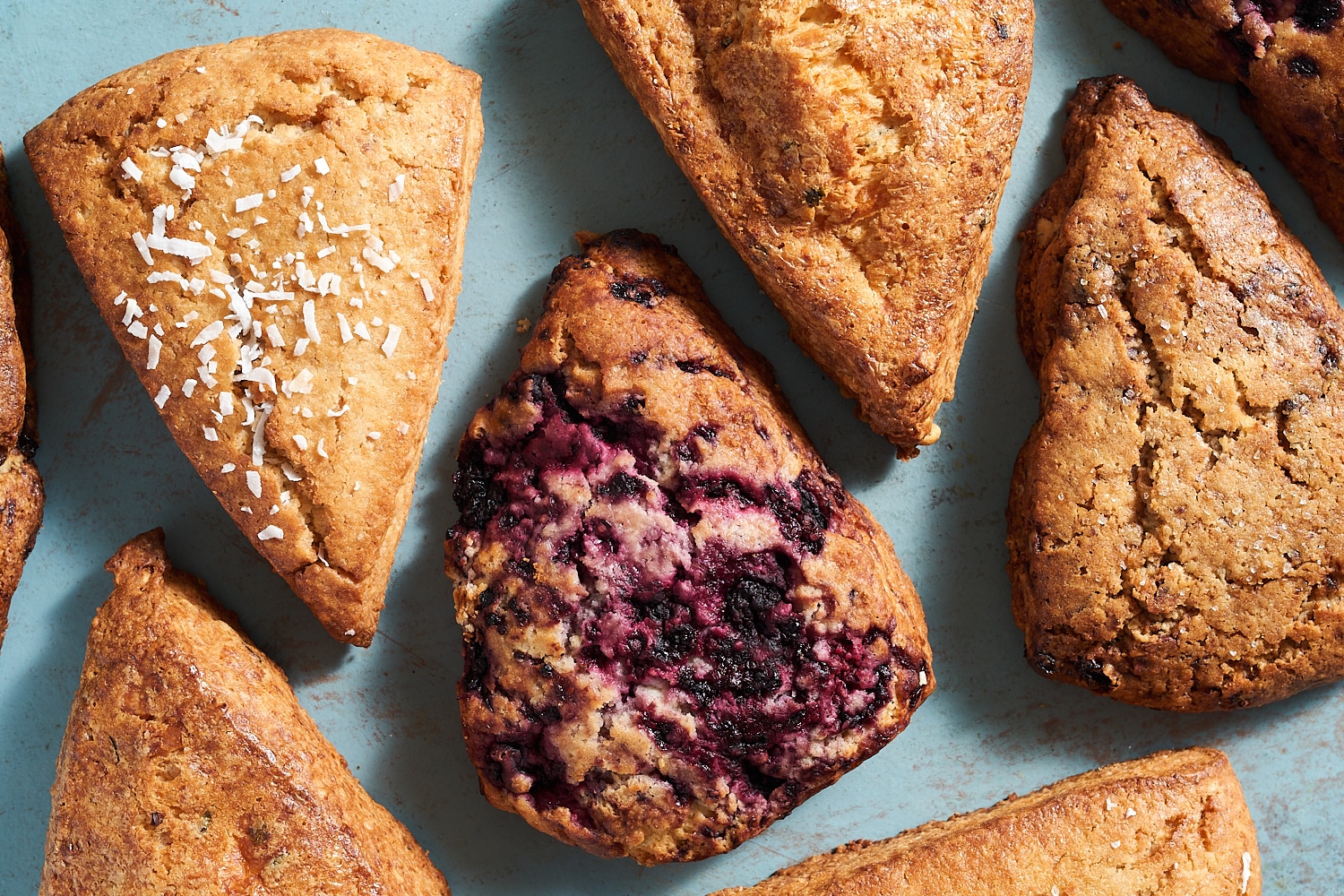 various scones from local Bluebird Bakery