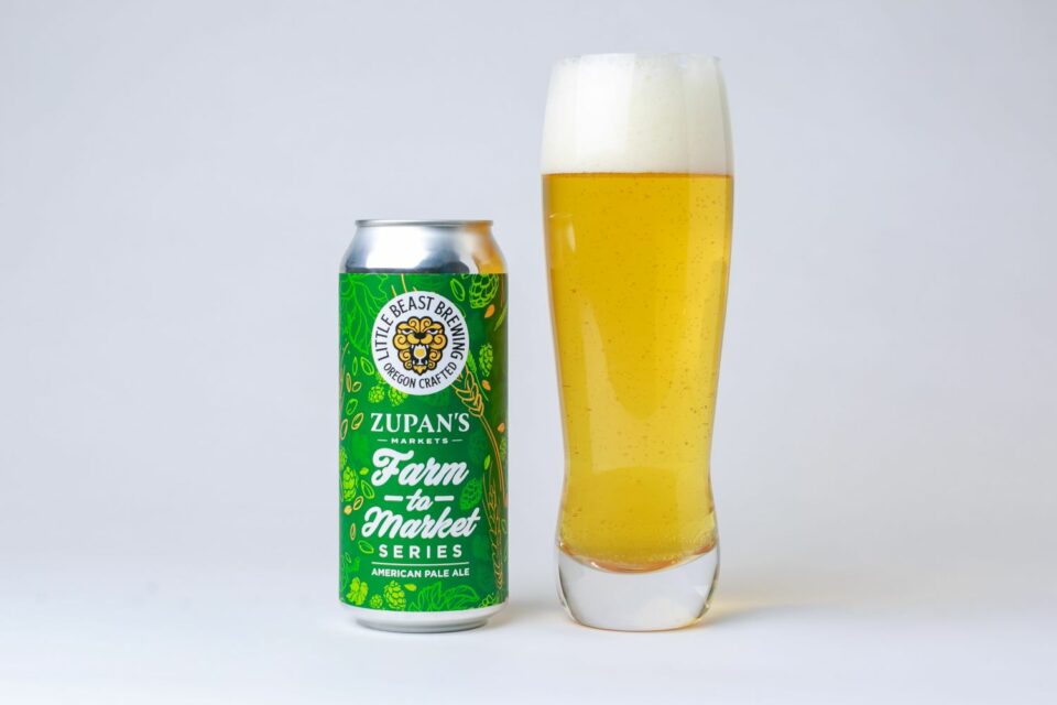 Zupan's Farm to Market beer next to poured glass