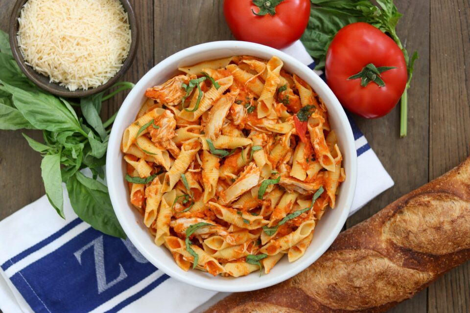 tomato chicken pasta from Zupan's markets