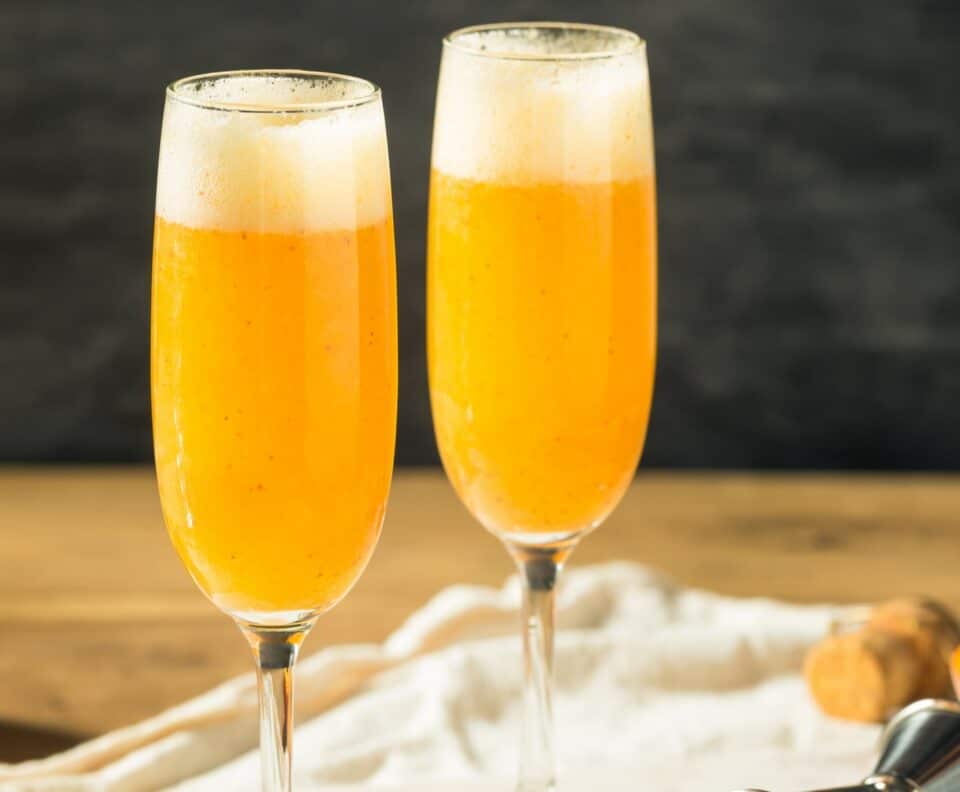 photo of 2 peach bellinis