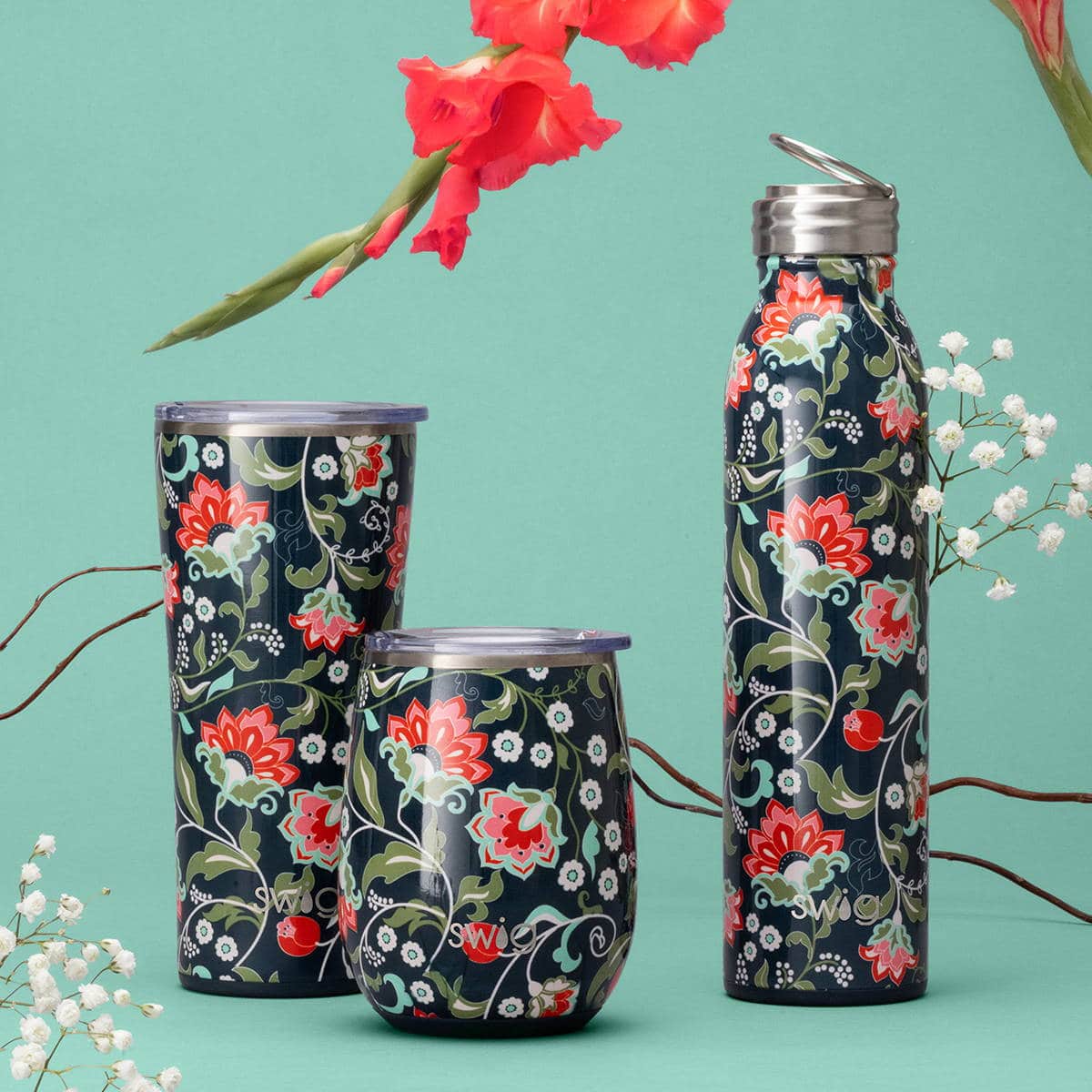 Lotus blossom printed Swig water bottles