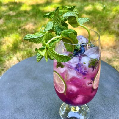 blueberry mojito on a table