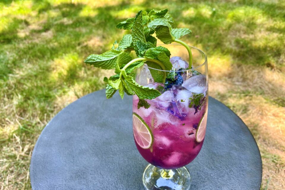 blueberry mojito on a table