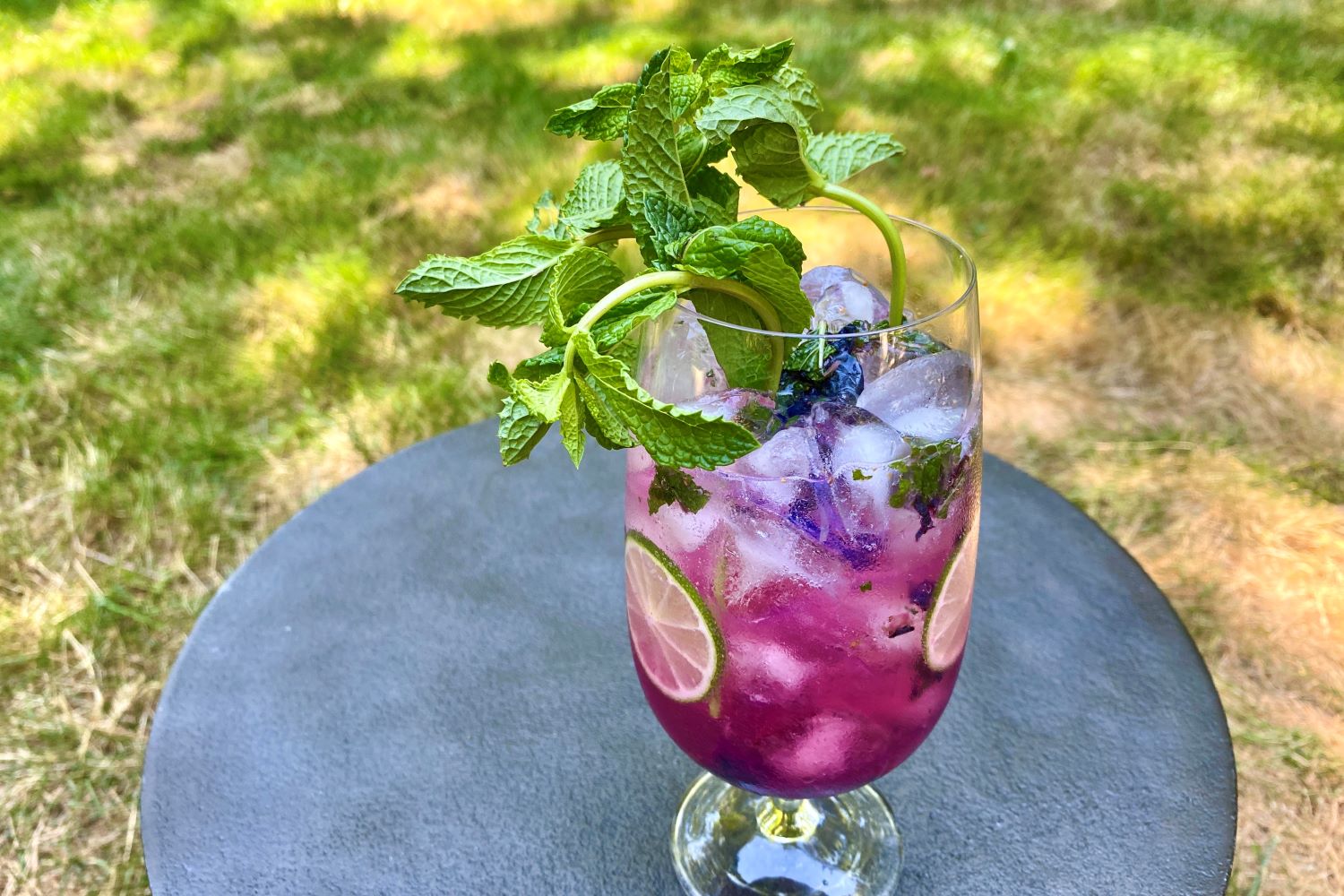 blueberry mojito on a table