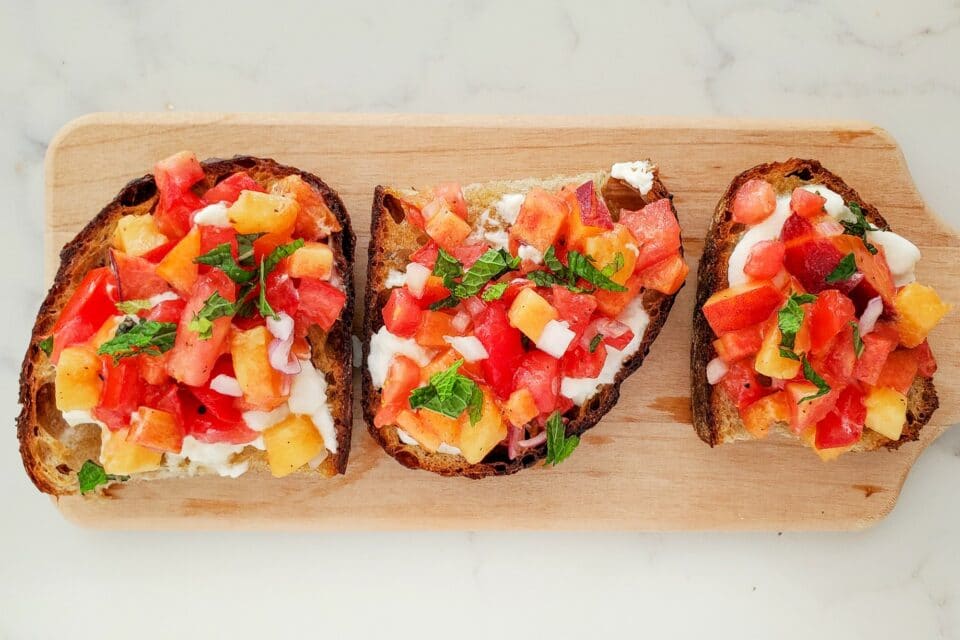 burrata peach toast