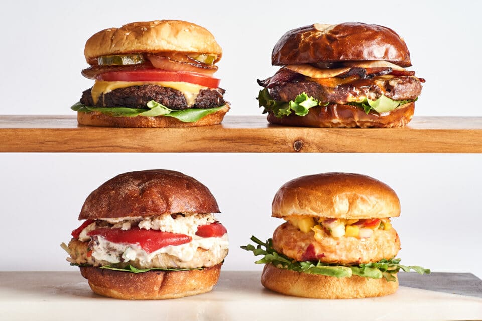 photo of different types of burgers