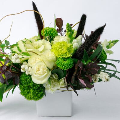 Meadow Fog green and purple flower arrangement