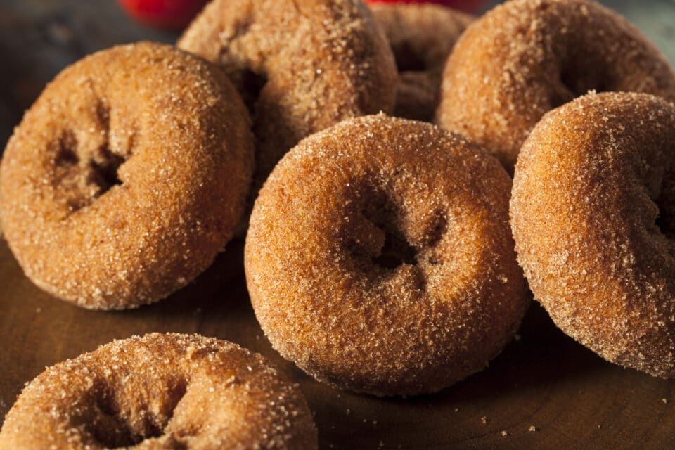 homemade sugared apple cider donuts from Zupan's bakery