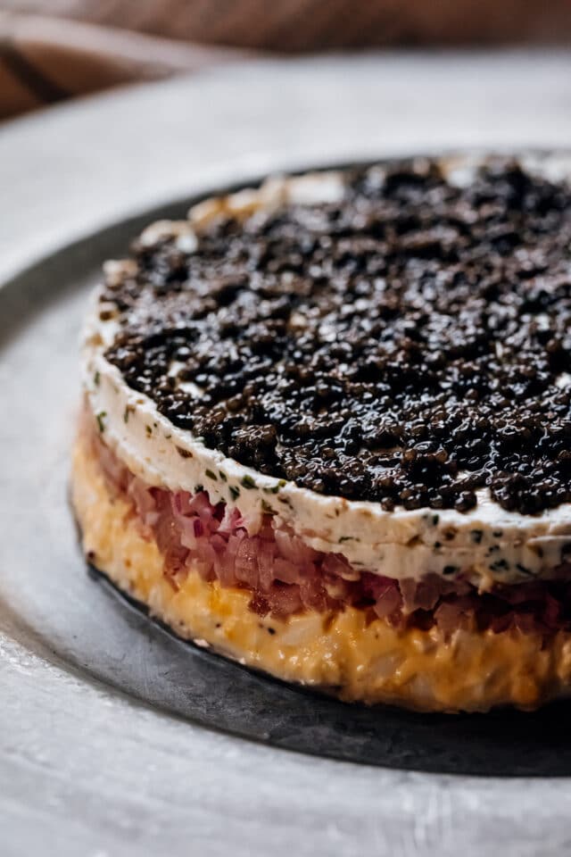 Layered American Paddlefish Caviar Dip