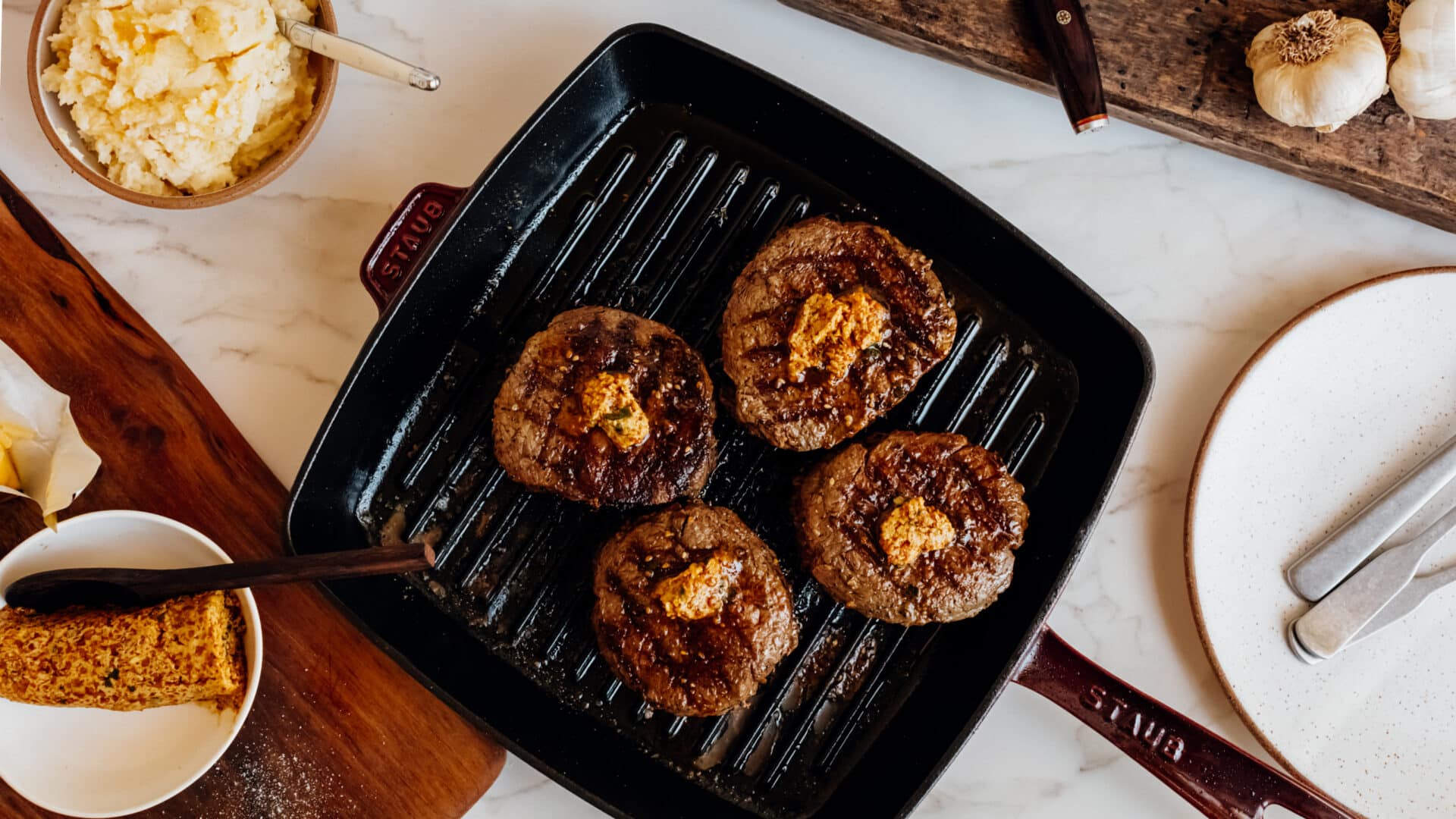 Grilled Wagyu Steaks with Garlic Miso Butter Recipes