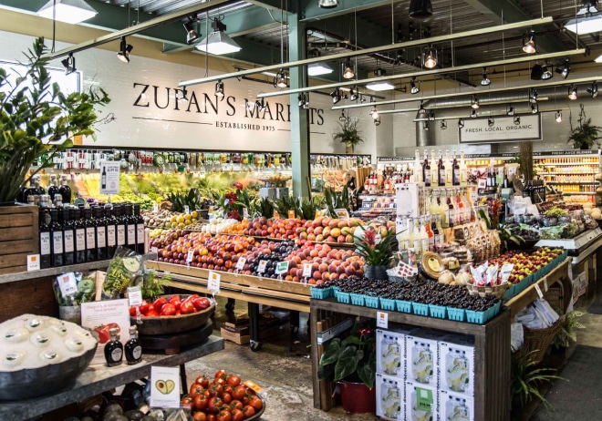 The produce isle of a Zupan's grocery store.