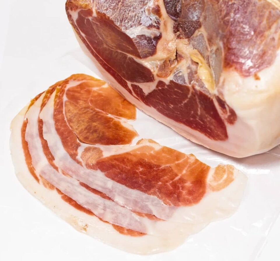 fresh cut cured ham
