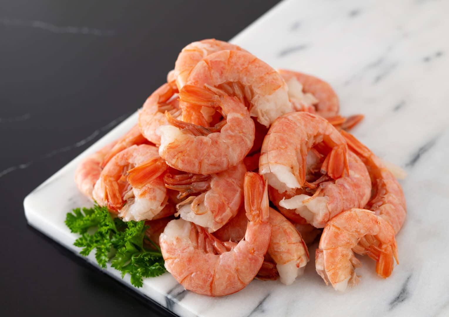 Argentinian Red Shrimp on a marble board
